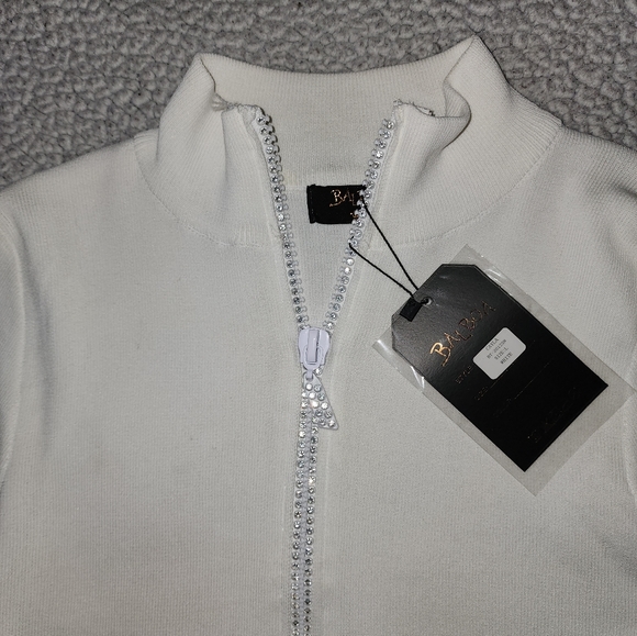 NWT Dolls Kill , Sexy , Sparkly White Long Sleeved Zip Up Popped Collar … - Picture 12 of 14